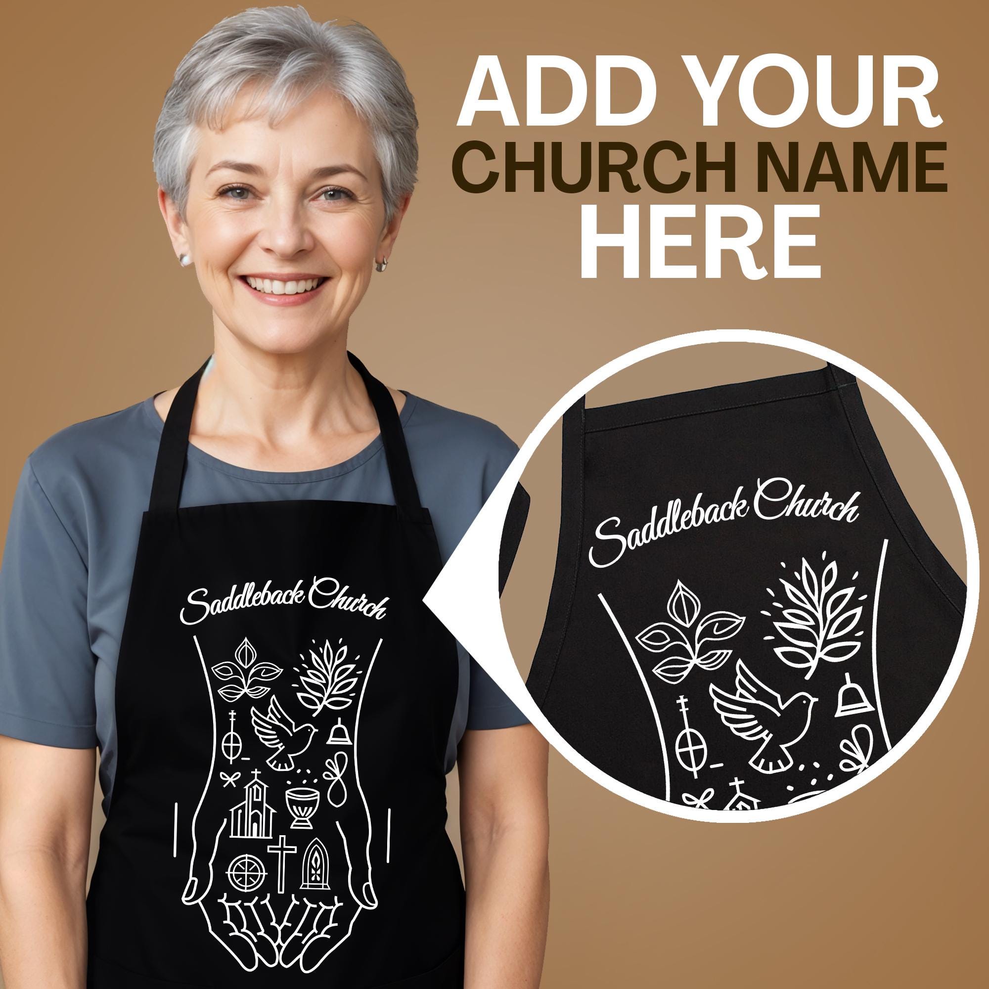 Religious Aprons Personalized Christian Apron: Custom Church Name, Unisex Cooking Apron ...