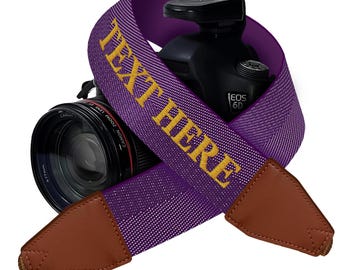 Custom Camera Strap with Embroidered Name - Padded, Universal Fit, Neck Shoulder & Crossbody Strap, Strap for DSLR/SLR/Mirrorless Cameras