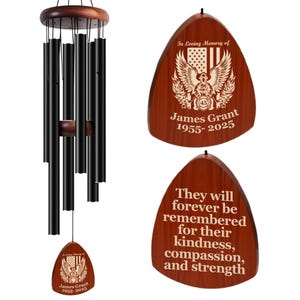 Personalized Firefighter Memorial Wind Chimes with Custom Name, Engraved Wind Chimes for Outside for Firefighter, Fireman, Sympathy Gift