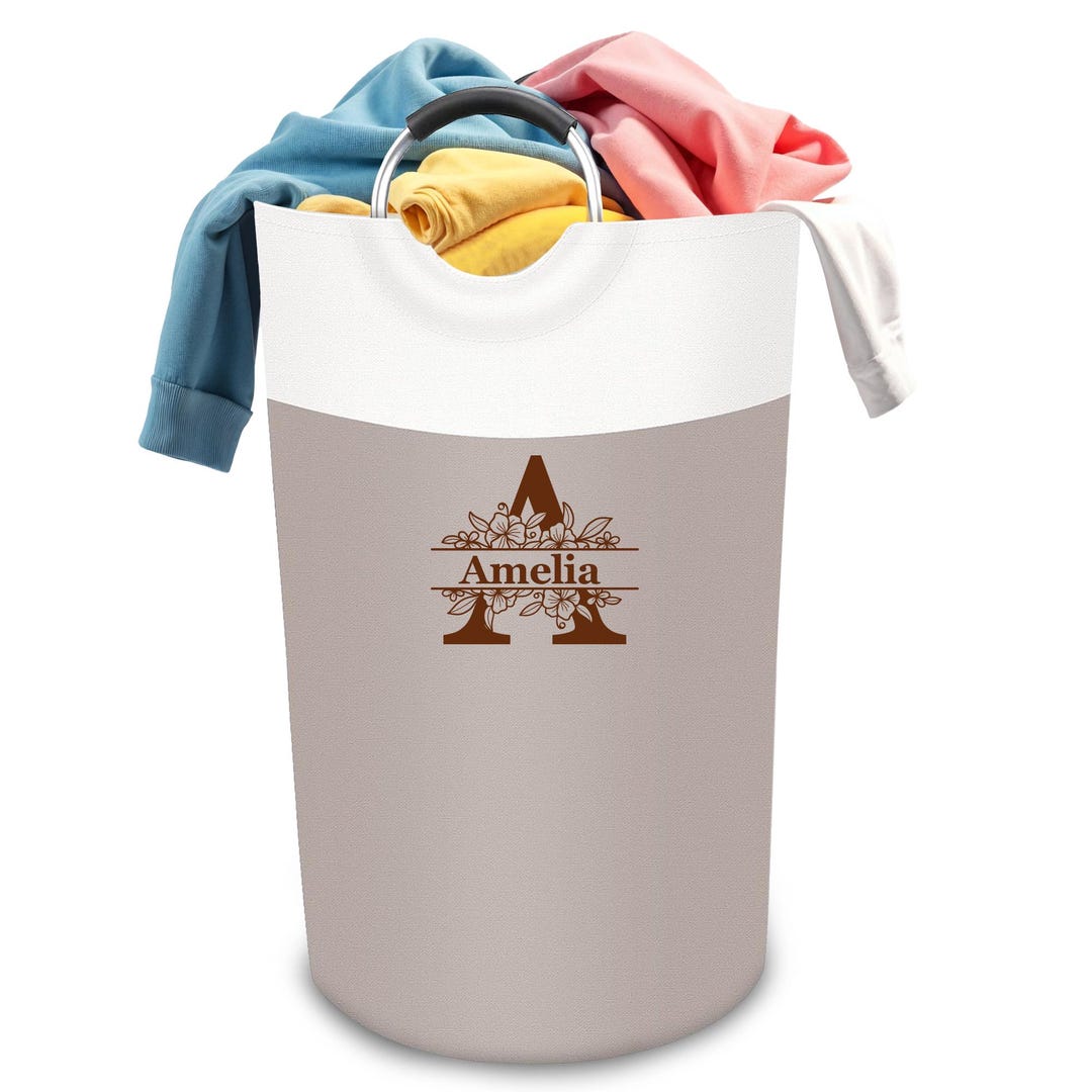 Personalized Monogram Laundry Hamper - Collapsible Basket With Custom ...