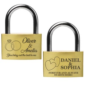 Personalized Engraved Brass Padlock, Custom Love Lock with Names & Date, Romantic Gift for Couples - memory love