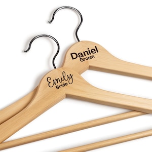 Personalized Wedding Hanger Set: Engraved Bridal Party Keepsake (2 Pack)