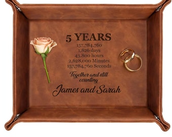 Personalized Engraved Leather Valet Tray – Anniversary Gift Catchall