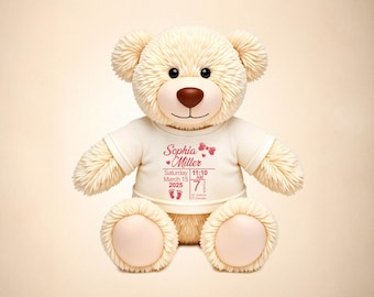 Custom Name Teddy Bear – Personalized Baby Shower & Newborn Gift
