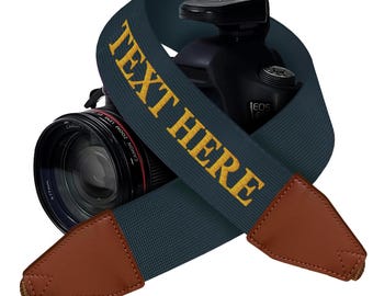 Custom Camera Strap with Embroidered Name - Padded, Universal Fit, Neck Shoulder & Crossbody Strap, Quick Release For DSLR/SLR/Mirrorless