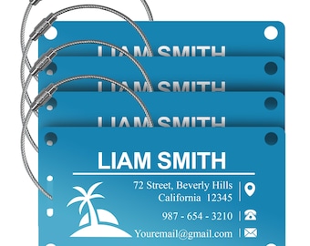 Personalized Engraved Metal Luggage Tags - Business Travel Essential - 4 Pack