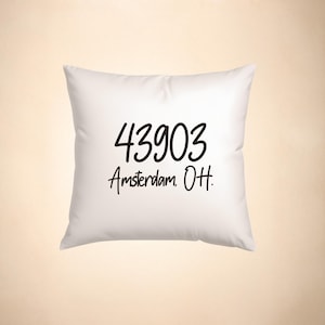 Custom Zip Code Pillow Cover – Personalized City & State Throw Pillow