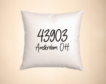Custom Zip Code Pillow Cover – Personalized City & State Throw Pillow