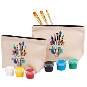 Personalized Canvas Paint Brush Pouch: Artist Travel Organizer