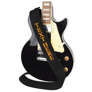 Personalized 3&quot; Guitar Strap for Bass, Electric & Acoustic Guitar, Embroidered Name Guitar Strap Best Gift for Men and Women Players - Black