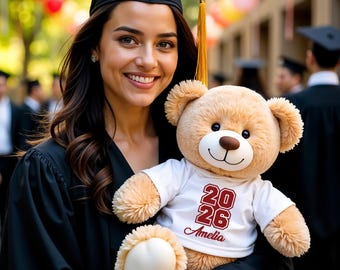 Personalized Graduation Teddy Bear: Class of 2026 Plush Keepsake - Custom university logo