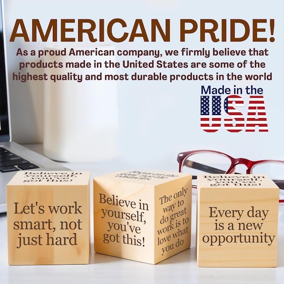 Personalized Engraved Wood Cube: Inspirational Office Decor