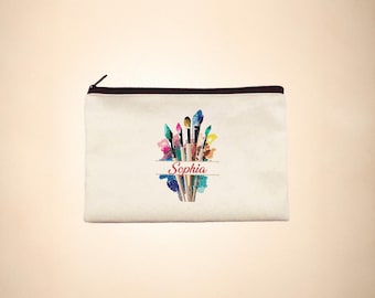 Custom Paint Brush Pouch – Personalized Canvas Artist Travel Case