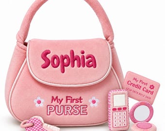 Personalized Toddler Purse, My First Purse for Baby Girl, Custom Name Handbag, First Birthday Gift, Little Girl Playset
