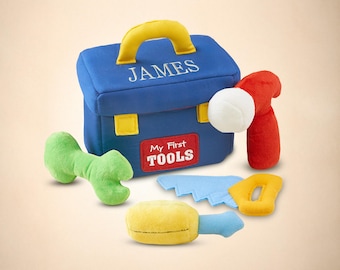 Personalized Tool Box Toy Set – Embroidered Name Sensory Play Gift