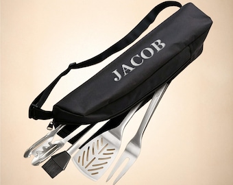 Custom Embroidered Grill Bag – Personalized BBQ Tool Storage Gift for Dad