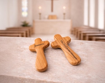 Personalized Olive Wood Cross – Christian Baptism & Confirmation Gift