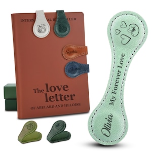 Personalized Magnetic Bookmarks for Women with Engraved Name, Personalized Wedding & Anniversary Gift Leather Bookmarks for Book Lovers