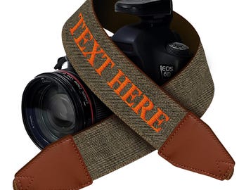 Custom Camera Strap with Embroidered Name - Padded, Universal Fit, Neck Shoulder & Crossbody Strap, Strap for DSLR/SLR/Mirrorless Cameras