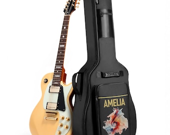 Personalized Electric Guitar Gig Bag – Custom Name / Logo Soft Case for 40.9” Guitars – Lightweight Padded Gig Bag with Backpack Straps
