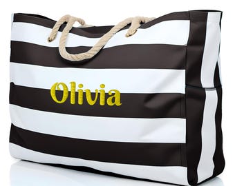 Personalized Embroidered Beach Tote Bag: Large Waterproof Zippered Swim Bag