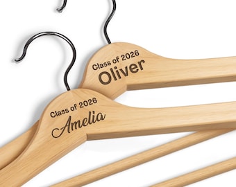 Engraved Wood Graduation Hanger: Personalized Keepsake, Class of 2026 (2 Pack)