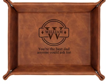 Personalized Leather Valet Tray – Engraved Catchall, Travel Organizer