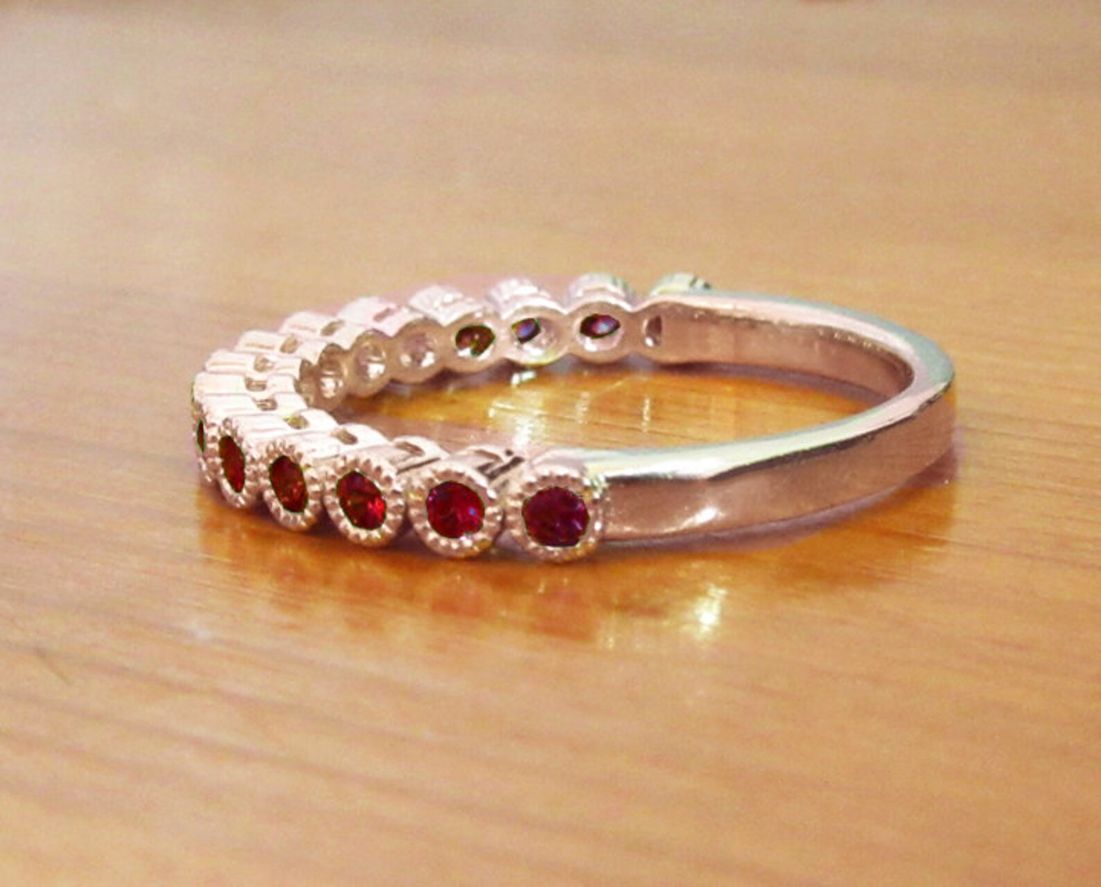 Ruby Anniversary Ring Milgrain Wedding Band Eternity Band Etsy