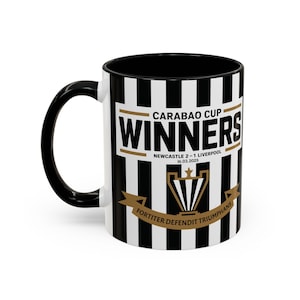 Newcastle Carabao Cup Winners Mug: Black & White Ceramic Coffee Cup image 4