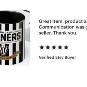 Newcastle Carabao Cup Winners Mug: Black & White Ceramic Coffee Cup image 3