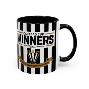 Newcastle Carabao Cup Winners Mug: Black & White Ceramic Coffee Cup image 6