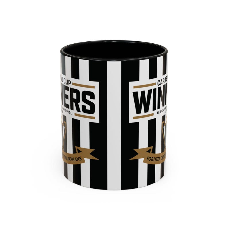Newcastle Carabao Cup Winners Mug: Black & White Ceramic Coffee Cup image 5