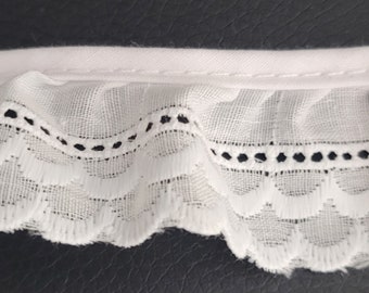 10 yards gathered Eyelet cotton Fabric ruffled  Sewing Lace trim white 1" for baby clothes, blankets and accessories DIY wholesale