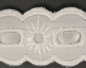 Beaded white eyelet lace 7/8" 20 yards DIY poly cotton sewing trim for baby, couture, blankets, bedding and more