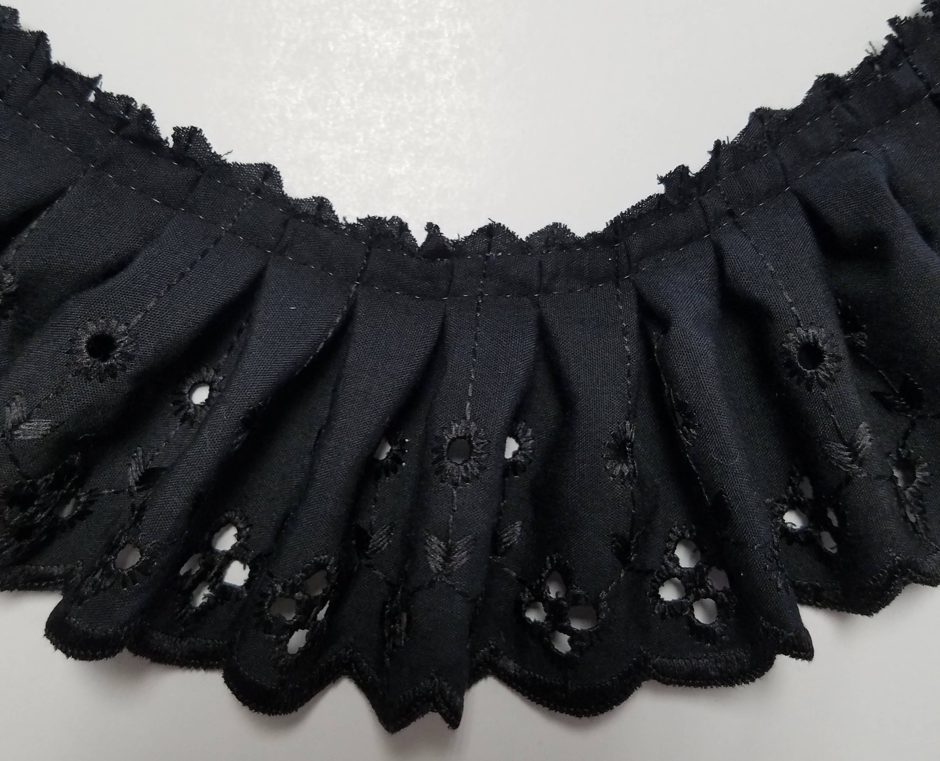 5 yards eyelet lace box pleated in black 3 DIY poly | Etsy