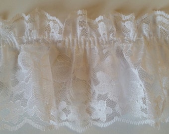 10 yards stretch lace elastic white ruffled fabric sewing trim for bridal,altered couture, evening wear, lingerie, decor  wholesale