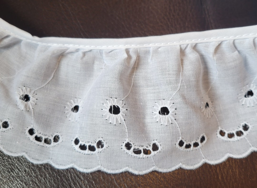 6 Yards Gathered Eyelet Poly Cotton Fabric Ruffled Sewing Lace Trim