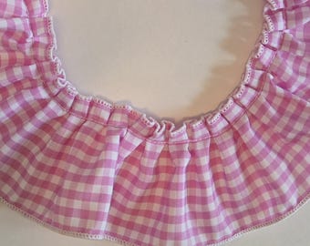 Box pleated 10 yards pink and white gingham check DIY poly cotton trim 3" for baby blankets, couture, home decor, wholesale