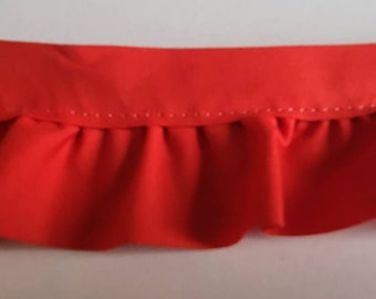 12 yards gathered red ruffled poly cotton bias trim 2" for baby blankets,couture, home decor