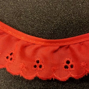 10 yards Eyelet DIY  ruffled lace gathered fabric Sewing Lace trim red 1" for baby clothes, blankets and accessories wholesale