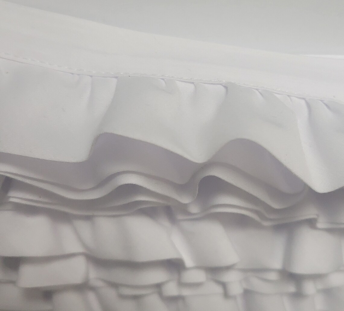 12 Yards Gathered White Ruffled Poly Cotton Bias Trim 2