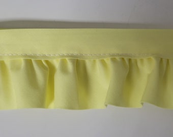 12 yards gathered yellow ruffled poly cotton bias trim 2" for baby blankets, couture, home decor
