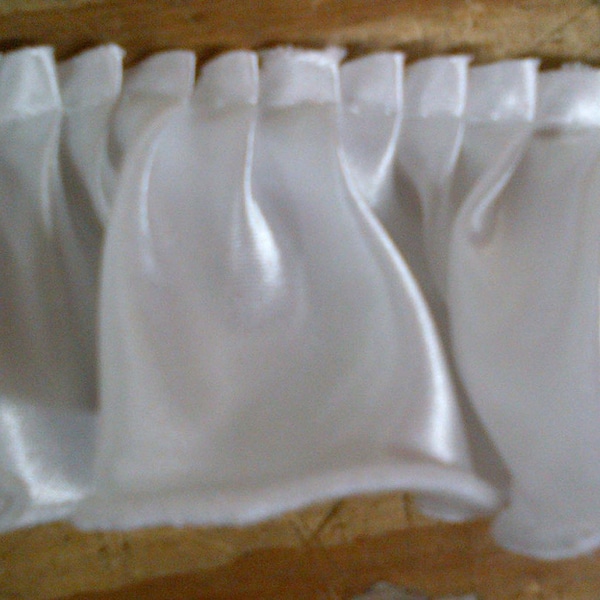 SALE: Pleated white satin 12 yards  2" satin  fabric DIY  sewing trim for altered couture, bridal party, evening wear WHOLESALE