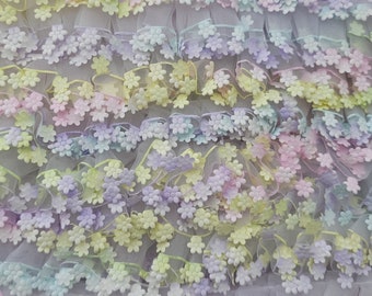 12 yards DIY box pleated 7/8" organza with  soft pastel flower edges trim for decor costumes art and more