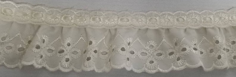 baby 5 yards DIY ruffled eyelet ivory gathered 2 sewing embroidery fabric trim for couture doll clothes and accessories