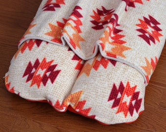 Southwestern Geometric Oranges Pocket Bunbed, Dachshund Burrow Bed, Wiener Dog, Small Dog Bun Bed