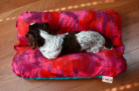 Dachshund Dog Bed BUNBED Tie Dye Batik Pink Red Orange Teal