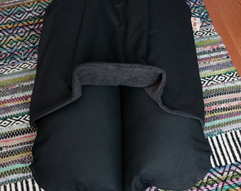BLACK Goth Bunbed Dachshund Small Dog Bed, Burrow Snuggle Sack Fleece Pocket, Bun Bed
