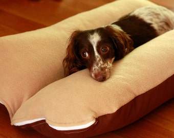 BUNBED, Dachshund Dog Bed, Burrow Bed, Cream Beige Brown Plush Fleece Dog Bed, Small Dog Bed, Dachshund Bed