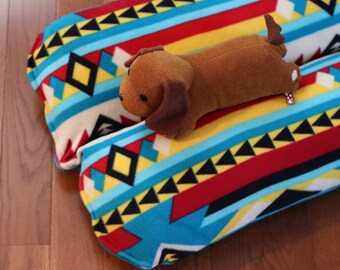 Southwestern Geometric Turquoise, Dachshund Dog Bed, BUNBED, Aqua Blue, Hot Dog Bed, Bun bed, Dachshund Lover Gift